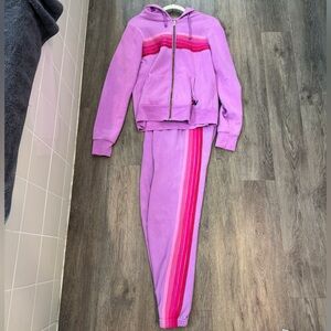 Barely worn Aviator Nation Neon Purple and Pink Track Suit.